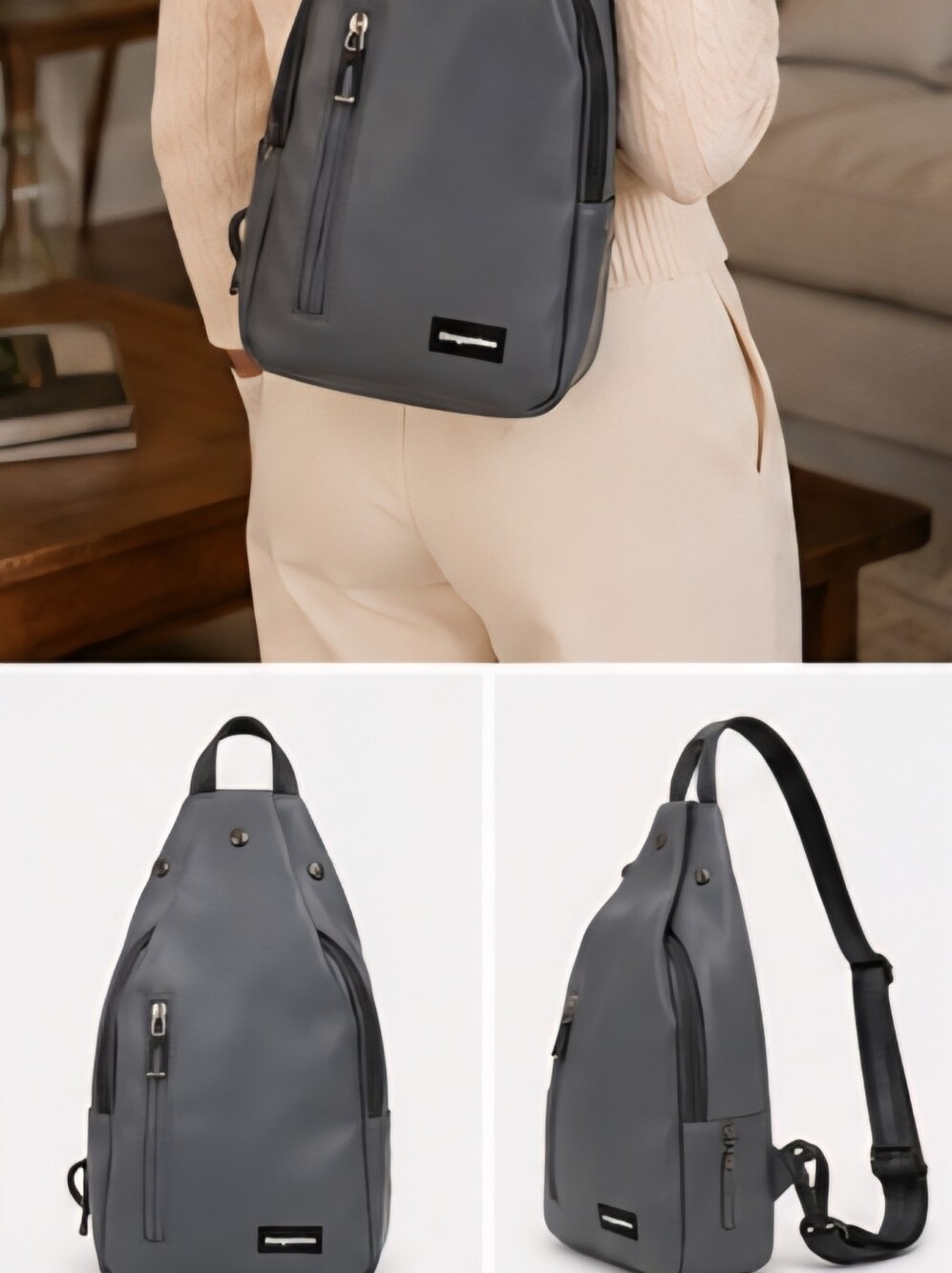 Gray Men's Crossbody Sling Bag - Compact Everyday Carry